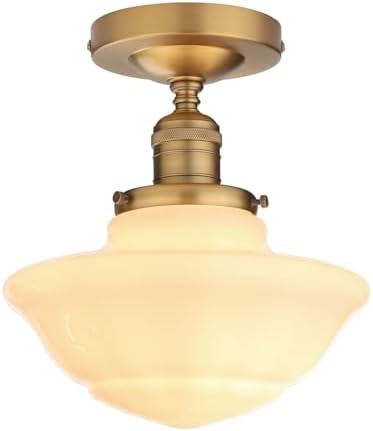 Pathson Vintage Flush Mounted Ceiling Lighting with Milk White Glass ...