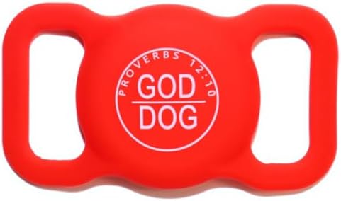 Air tag Dog Collar Holder Silicone GPS Tracker Case Anti-Lost Protective Waterproof Air tag Animal Collar Holder with Slide-On Loop (Red)