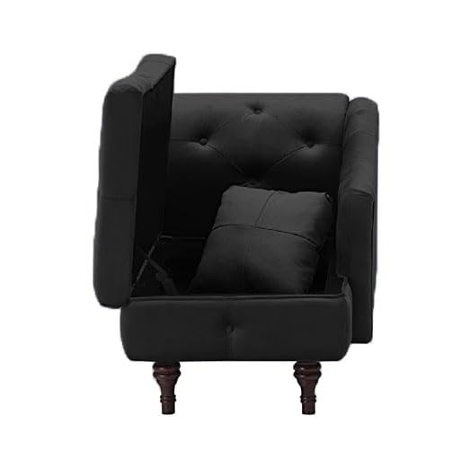 Image of Velvet Chaise Lounge Box Storage for Bedroom, Livingroom (Black)