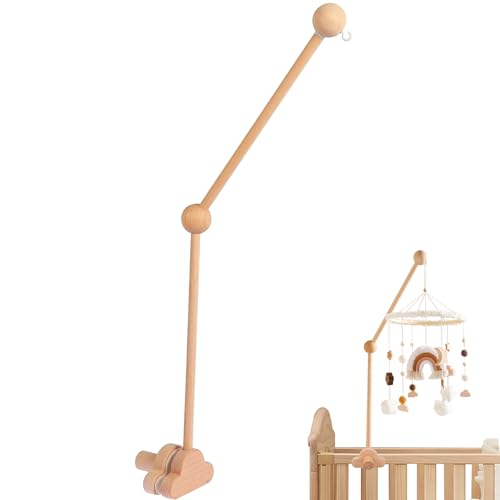 Qintora Soporte Móvil Para Bebé, Soporte De Móvil De Madera Para Cuna De Bebé, Altura Ajustable, Base En Forma De Nube, Adecuado Para Colgar Juguetes De Peluche Calmantes Y Campanas De Viento