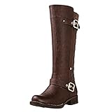 Picture of GLOBALWIN Women's Brown Quilted Knee High Boots For Women Low Heel Comfortable Fashion Riding Boots Size 11M