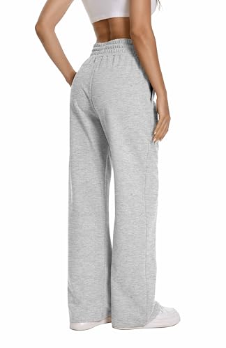 Auriviz Womens High Waisted Drawstring Sweatpants Straight Leg Pants Side Hidden Pockets Sweat Pants 30‘’ Inseam3