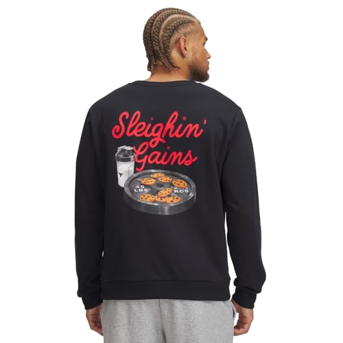 Under Armour Men's Project Rock Red One Sleighin Gains Crew Neck Sweatshirt2