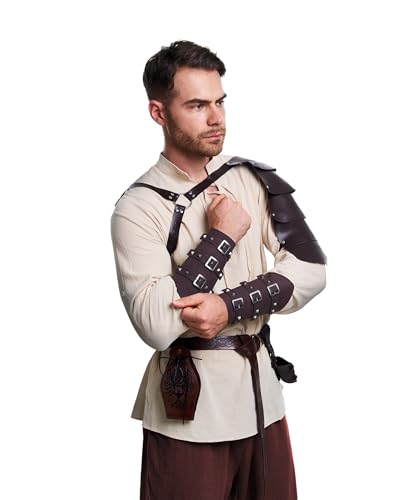 Image of 8 Pcs Men's Renaissance Costume Halloween Medieval Pirate Shirt Pant Viking Costume Accessories Set