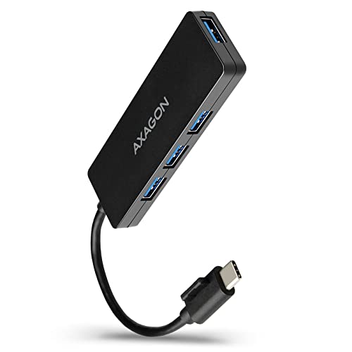 AXAGON ECO HUE-G1C SUPERSPEED Hub USB-C Slim Petit hub USB 3.2 Gen 1 avec Quatre Ports pour Ultrabooks. Type de câble : C 14 cm Cover
