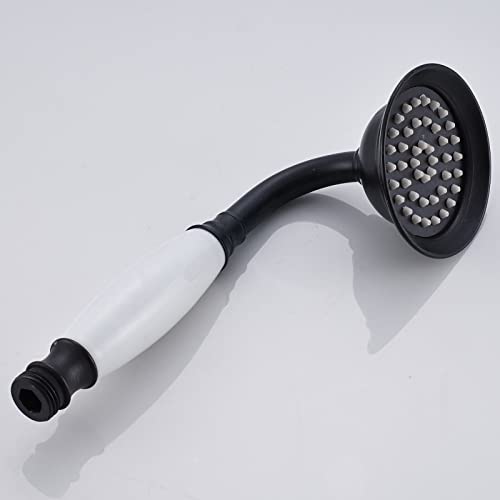 Ensemble de douche laiton noir contre le calcaire avec flexible 1,5m et support