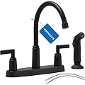 Modern 2 Handle Kitchen Sink Faucet with Side Sprayer, High Arc 360 Swivel Stainless Steel 3 or 4 Hole Kitchen Faucet for Rv Camper Laundry Utility Bar Sinks, Matte Black