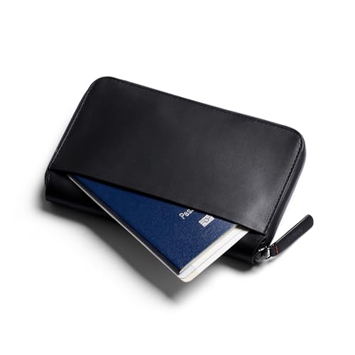 Image of Bellroy Travel Folio - Carryology Essentials Edition (RFID-Blocking Leather Zip Wallet for Passport, Cards, Cash) - BlackAsh