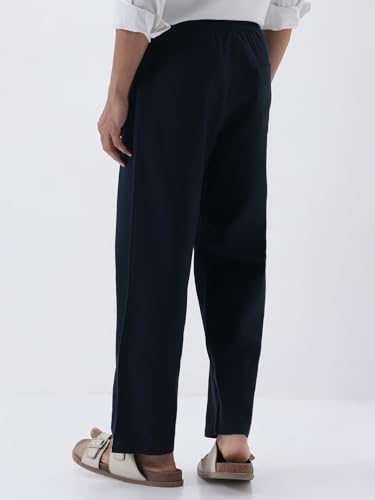 Image of Urbano Fashion Men's Loose Fit Solid Linen Blend Trousers Non-Stretchable