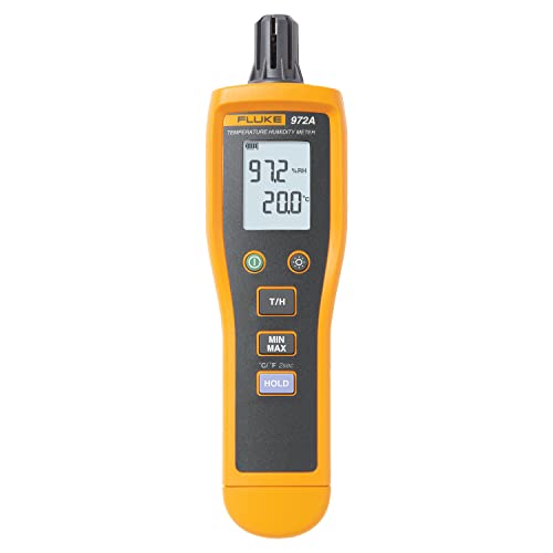 Image of Fluke 972A - Digital Temperature Humidity Meter, (Thermo-Hygro Meter), with Large Backlit LCD Display, Min-Max & Data Hold, Portable, Handheld Meter with 1 Year Replacement Warranty from Fluke