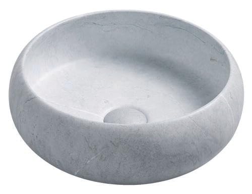 ONDÉE - Vasque De Salle De Bain SORA - Céramique - Finition Béton Beige - Ø36 x h.12 cm - Sans Trou Robinetterie Ni Trop-Plein - Usage Salle De Bain -...