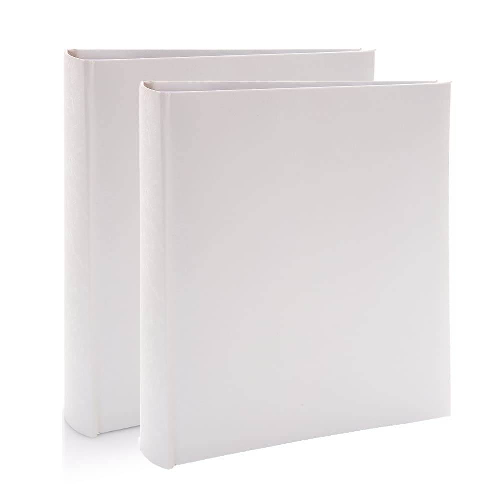 Kenro White Box Of 2 Satin Wedding Photo Album With 100 Pages 32X27.5cm Non-Adhesive, Gift For Christening Anniversary New Baby Celebration - Kd108