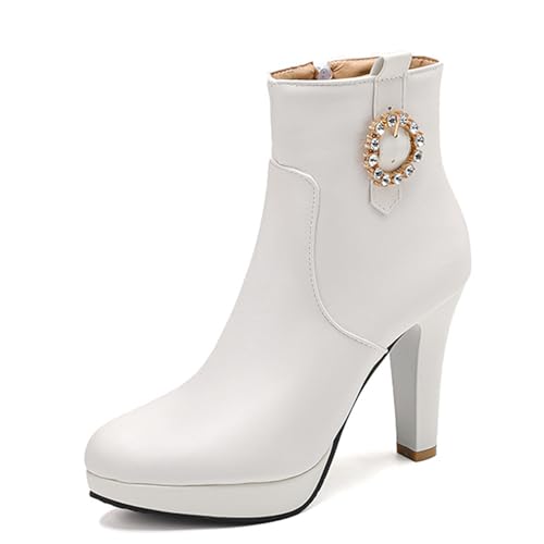 Bottines femme talons hauts 10 cm avec strass et plateforme pour soirée