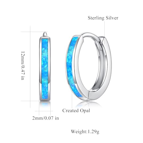 CiNily Sterling Silver Hoop Earrings, Tiny Opal Hoop Earrings for Women Small Huggie Earrings Lightweight Dainty Mini Hoops Hypoallergenic Jewelry Cartilage Piercing Hoop Earrings 12mm3