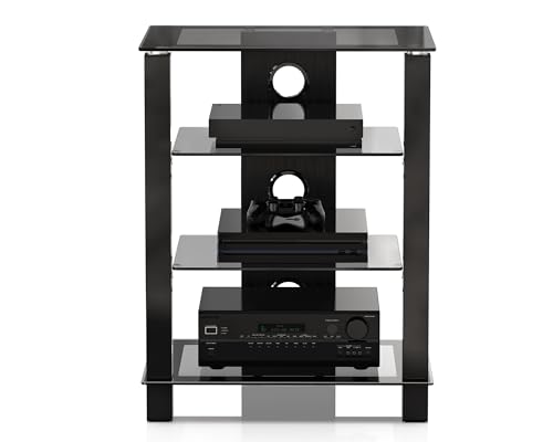 Hifi-Rack FITUEYES TV Rack mit Glas und Aluminium für Audiogeräte