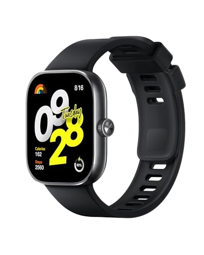 Xiaomi Redmi Watch 4 1.97 Inch Ultra Large Display 20 Days Battery Life Bluetooth Calling Support 150 Sports Modes Rotating Crown Alexa Support GPS Built-in Obsidian Black