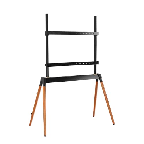 Image of Audiovan Easel Studio Floor TV Stand Quad Wooden Legs for 55-86 Inch, (Height - 1455) 100x100-600x400 VESA Corner (Black, 55-86 Inch)