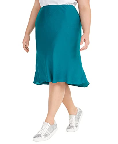 INC Womens Solid Biased Cut Skirt Green
