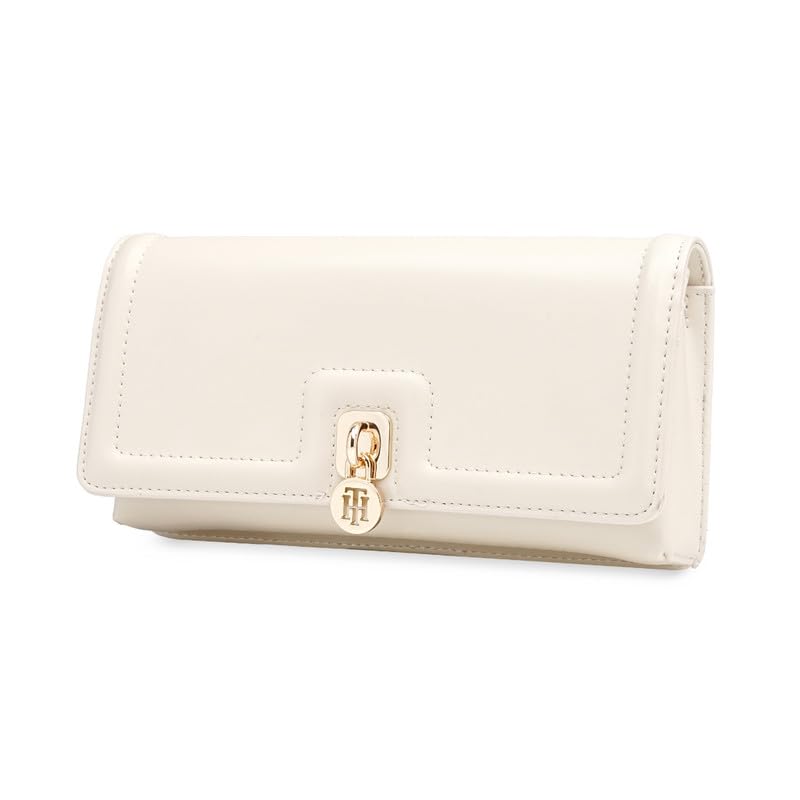 Image of Tommy Hilfiger Women's Flap Wallet with Detachable Sling Lumiere - Beige | PU Solid Finish | | No. of Compartment - 2 | Stylish Clutch for Women