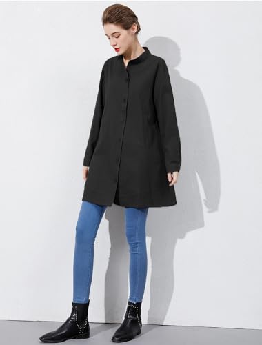 Minibee Women's Oversized Button Down Shirts Long Sleeve Cotton Linen Light Blouse Jacket With Pockets3