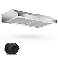 Range Hood 30 Inch Under Cabinet, 600 CFM Ducted/Ductless Vent Hood for Kitchen, Stove Vent with Bright LED Lights, Reusable Filters and 3 Speed Exhaust Fan
