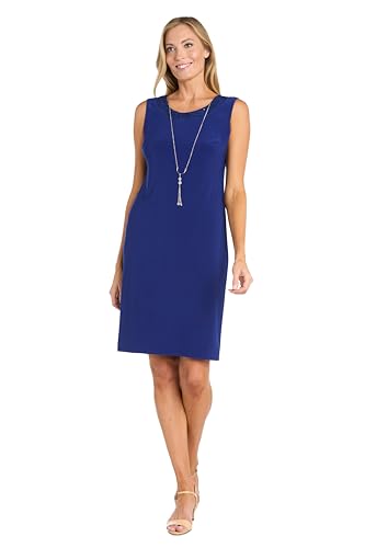 Image of R&M Richards Women's Embellished Sequin Lace Jacket and Shift Dress with Necklace for Mother of the Bride & Cocktail Party