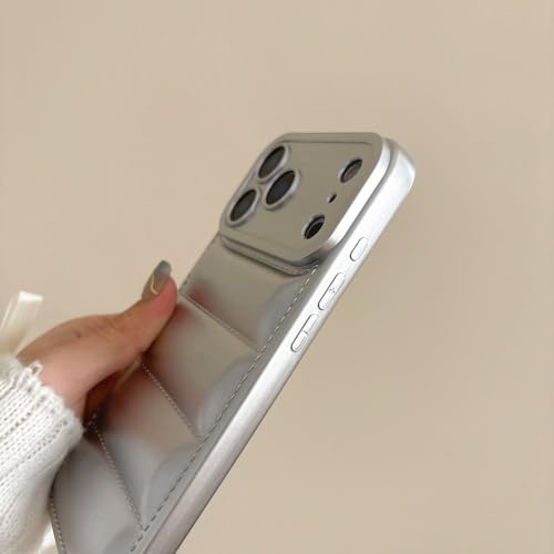 Coque iPhone 15 rose doudoune de luxe en silicone antichoc douce - 4