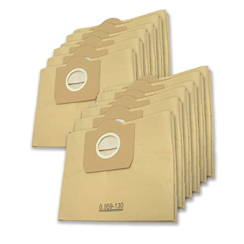 PUREBURG Paquete de 12 filtros de bolsas de aspiradora compatibles con Karcher WD3 MV3 A 2201/2204/2504, número de artículo 6.959-130.0
