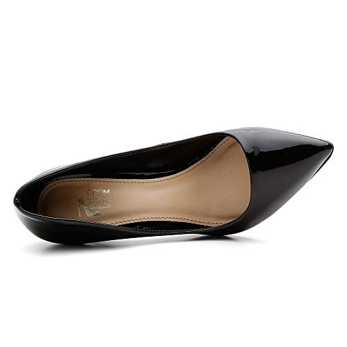 Scarpin Feminino Salto Alto Bico Fino Casual Conforto Verniz Preto 37
