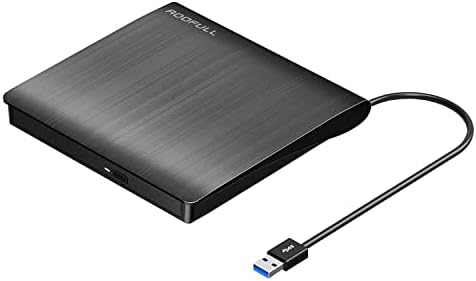 ROOFULL External CD DVD +/-RW Drive USB 3.0 Protable USB DVD/CD ROM Burner Optical Drive Player Reader Writer for Windows 11/10/8/7 Laptop Desktop Computer, Mac MacBook Pro/Air, iMac, Black (Updated)