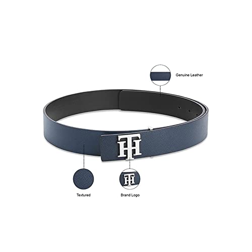 Image of Tommy Hilfiger Solid Leather Mens Formal Single Side Belt (NAVY, FRSZ)