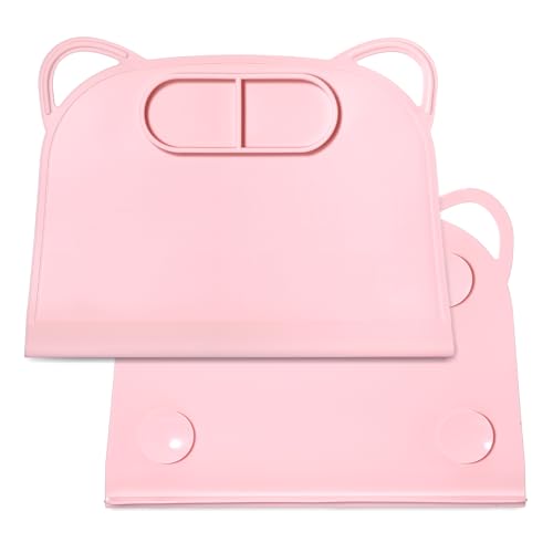 Image of Domensi 1 Pack Silicone Suction Placemat with Teething Edge Bumper/Spill for Baby Toddlers Kids with Storage Bag, Non-Slip Dinning Table Mat, Dishwasher Safe for Table (Pink)