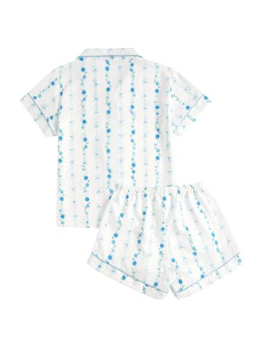Image of Verdusa Pajamas For Women Set 2 Piece Cute Pjs Sleepwear Lounge Sets | Pj Sets For Woman, Button Down Shirts With Pajama Shorts, Cute Print, Comfy Sets