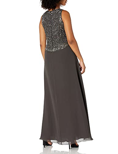 Image of J Kara Womens Sleeveless Mock 2 Piece Beaded Bodice Flare Dress