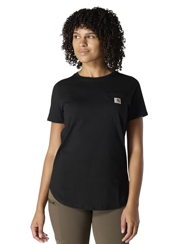Carhartt Women's Force Relaxed Fit Midweight Pocket T-shirt, Black, Large