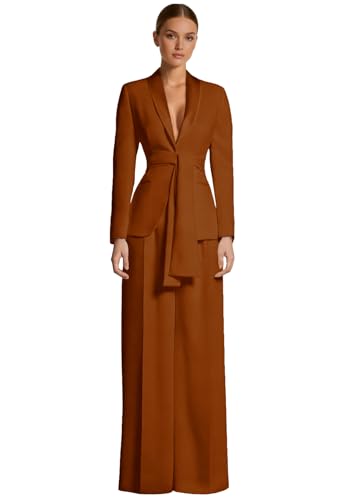 GEZRSI Long Sleeves Plus Size Women's Suits with Belt Shawl