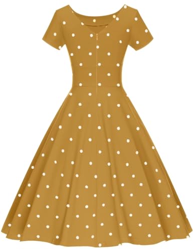 Image of GownTown Women's 1950s Vintage Dresses Short Sleeves Cocktail Stretchy Party Dresses with Pocket