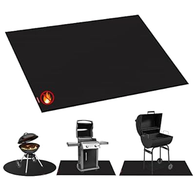 TONAHUTU Large Under Grill Mat, 36 x 65 Inches Absorbent Oil Pad Premium Grill Mat for Deck Patio Protective Mats Indoor Fireplace Mat Prevents Ember Damage Wood Floor, Black