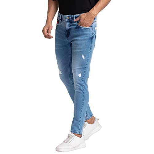 Image of Spykar Men's Mid Rise Cotton Slim Fit Tapered Length Jeans (Kano)