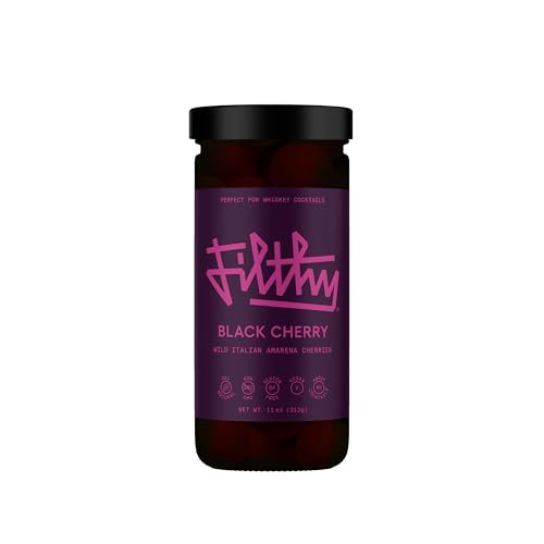 Filthy Food Black Amarena Cocktail Cherries, 11 Oz Jar, 45 Cherries
