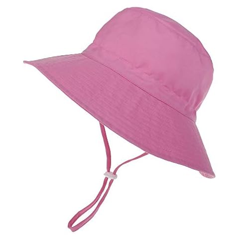 Kids4ever Baby Hat for Girls Boys Summer Sun Protection Bucket Hat Quick-Dry Anti-UV Beach Swimming Fisherman Caps with Adjustable Chin Strap Cute Cartoon Pattern Hats (Pink) Cover