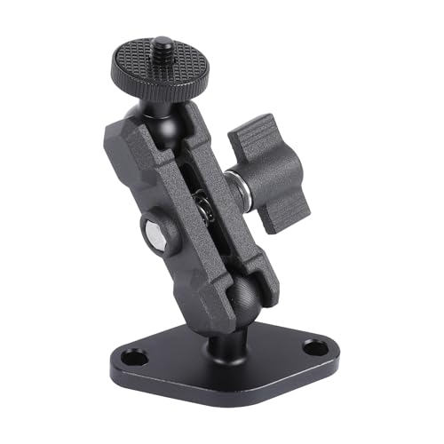 Leenconghui Aluminum 1/4-20 Mount with Drill Plate Base for Monitors CCTV Cameras Camcorders 360 Rotation Adjustable Camera Mount for Installation on Car Dashboard Ceiling and Walls