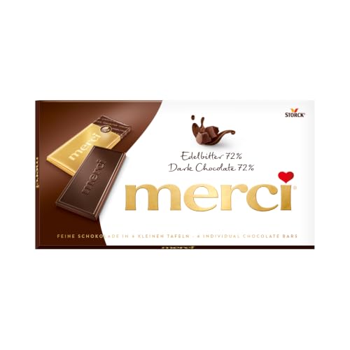 merci Tafelschokolade Edelbitter 72 % – 1 x 100 g – Feinste Täfelchen aus Edel-Bitterschokolade – Schokolade in Goldpapier verpackt