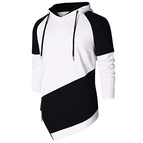 Refulgence Mens Color Block Hoodies Cozy Sport Outwear Long Sleeve Hoodies Sweatshirt (Black, S)