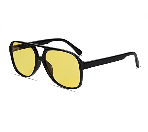 Image of Freckles Mark Vintage Retro 70s Sunglasses for Women Men Classic Large Square Aviator Trendy Glasses