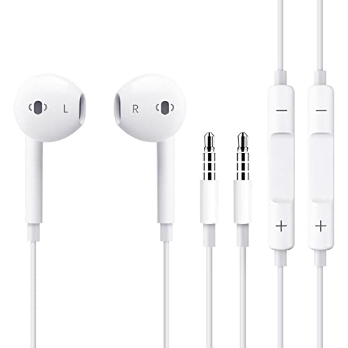 2 Pack Apple Earbuds [Apple MFi Certified] Headphones Earphones with 3.5mm Wired in Ear Headphone Plug(Built-in Microphone & Volume Control) Compatible with iPhone,iPad,iPod,PC,MP3/4,Android -White
