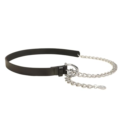 Women's Faux Leather Chain Belt Skinny Rhinestone Casual Bling Buckle Summer Belt For Dress