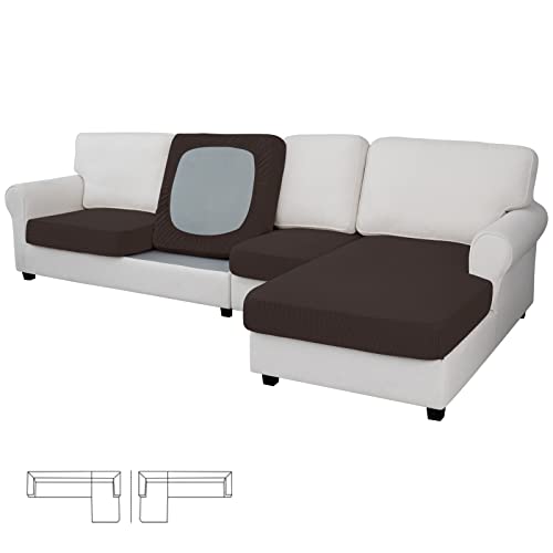 Image of Easy-Going Stretch 4 Pieces Couch Cushion Covers for Sectional Sofa L Shape