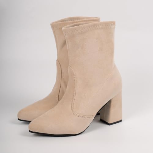 Botines de mujer de piel de ante estilo botas pirata western con tacón 6
