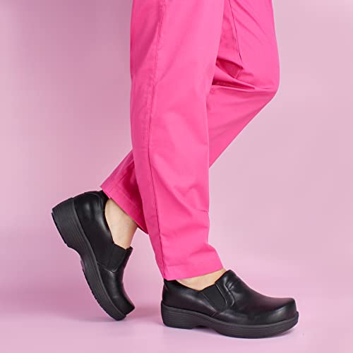 Hawkwell Pro Leather Nurse Clogs For Women - Lightweight Slip Resistant Arch Support Healthcare Professional Nursing Shoes Work Clog,Black Leather,7 M Us #TOP1